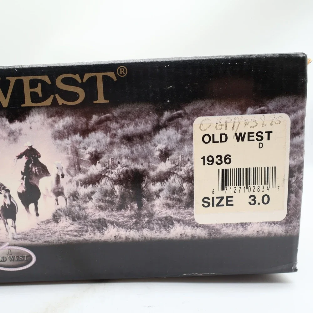 Old West 1936 Western Boots Kids 3.0 Brown Leather NWT